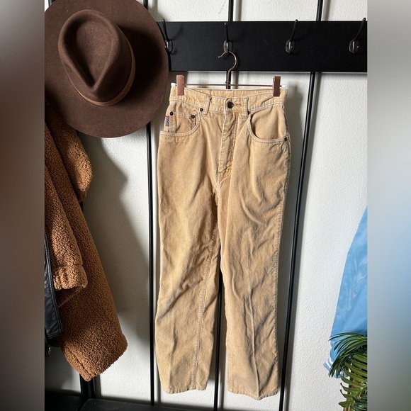 Vintage 80s 90s retro Donna high rise tan corduroy baggy trousers pants jeans - Picture 1 of 7